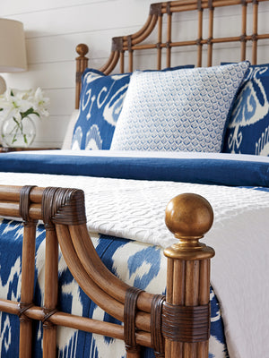 Lexington Tommy Bahama Home St. Kitts Rattan Bed - Embrace Casual Elegance With Luxurious Leather-wrapped Design And Gold Accents Bermuda Sands  558-144c