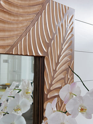 Lexington Tommy Bahama Home Freeport Square Mirror - Embrace Casual Elegance With Intricate Palm Frond Design For Luxurious Living Bermuda Sands  558-204