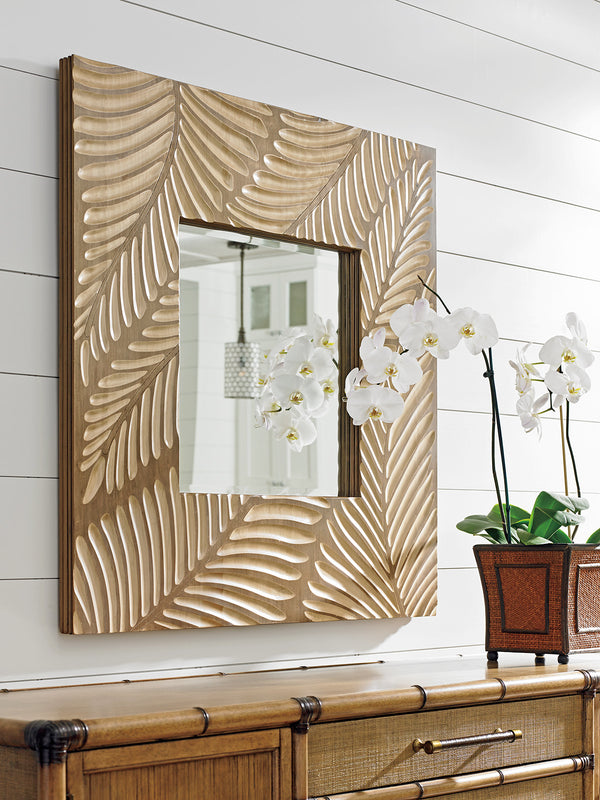 Lexington Tommy Bahama Home Freeport Square Mirror - Embrace Casual Elegance With Intricate Palm Frond Design For Luxurious Living Bermuda Sands  558-204