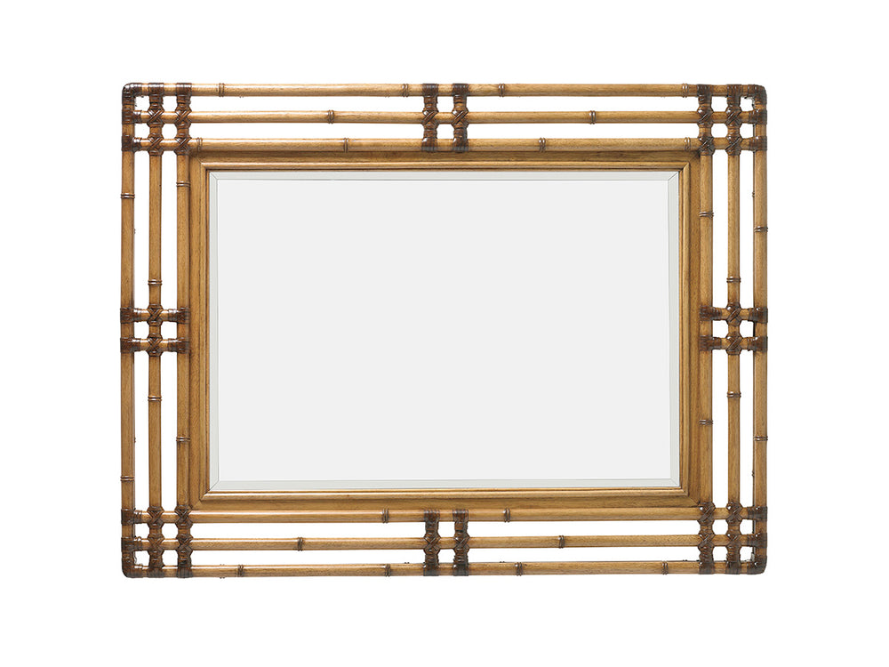 Lexington Tommy Bahama Home Savana Mirror - Embrace Casual Elegance With Leather-wrapped Bamboo Frame For Stylish Living Spaces Bermuda Sands  558-205