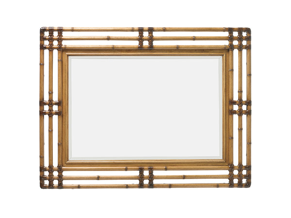 Lexington Tommy Bahama Home Savana Mirror - Embrace Casual Elegance With Leather-wrapped Bamboo Frame For Stylish Living Spaces Bermuda Sands  558-205