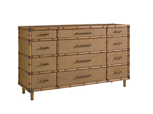 Lexington Tommy Bahama Home Windward Dresser - Embrace Casual Elegance With 12 Drawers And Unique Raffia Design For Your Home Bermuda Sands  558-233