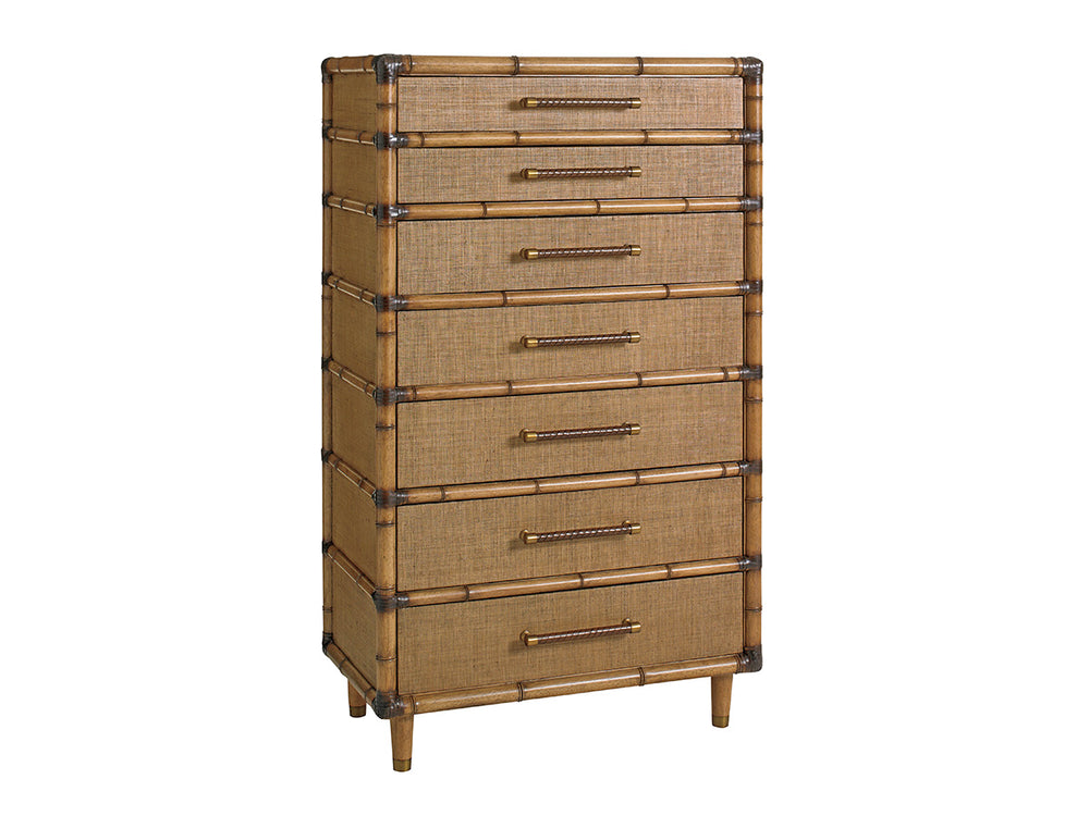 Lexington Tommy Bahama Home Bridgetown Chest: Luxurious 7-drawer Storage With Raffia Fronts & Bamboo Accents For Elegant Living Bermuda Sands  558-306