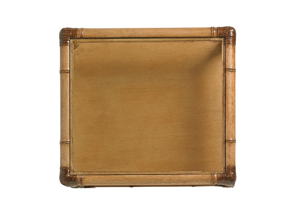 Lexington Tommy Bahama Home Bayshore Night Table - Elegant Glass Top, Woven Raffia Design, Perfect For Cozy Spaces And Style Bermuda Sands  558-622