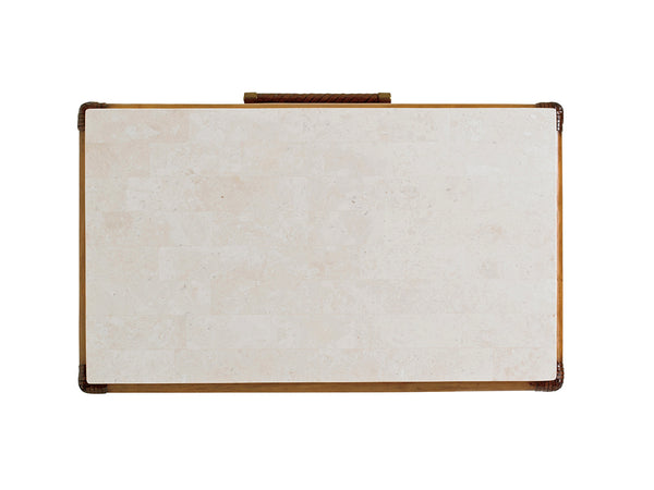 Lexington Tommy Bahama Home Cordoba Open Nightstand - Elevate Your Space With Luxurious White Cordova Stone And Raffia Accents Bermuda Sands  558-623