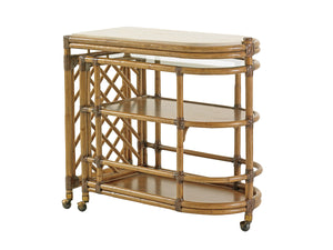 Lexington Tommy Bahama Home Cable Beach Bar Cart – Luxurious Mobile Design With Cordova Stone Top & Antique Brass Casters For Entertaining Bermuda Sands  558-862