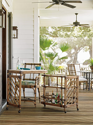 Lexington Tommy Bahama Home Cable Beach Bar Cart – Luxurious Mobile Design With Cordova Stone Top & Antique Brass Casters For Entertaining Bermuda Sands  558-862