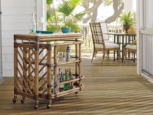 Lexington Tommy Bahama Home Cable Beach Bar Cart – Luxurious Mobile Design With Cordova Stone Top & Antique Brass Casters For Entertaining Bermuda Sands  558-862