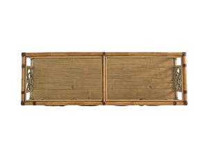 Lexington Tommy Bahama Home Sonesta Luxurious Serving Console With Twisted Rattan Fretwork And Beveled Glass Top For Stylish Homes Bermuda Sands  558-869