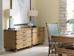 Lexington Tommy Bahama Home Larimar Elegant Storage Chest With Bamboo Carvings And Raffia Panels For Stylish Home Organization Bermuda Sands  558-932