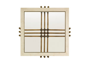 Lexington Tommy Bahama Home Weston Luxurious Cocktail Table With Cordova Stone Top, Brass Inlay & Elegant Leather Wrapped Frame Bermuda Sands  558-947