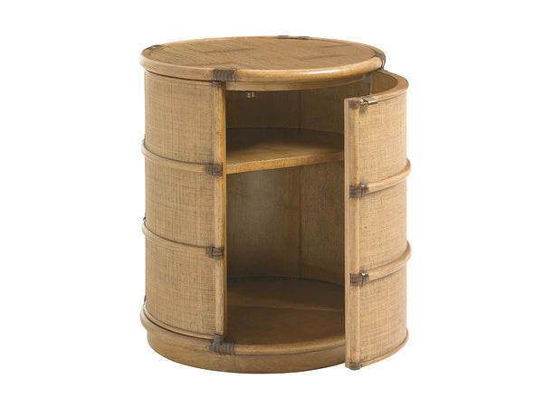 Lexington Tommy Bahama Home Cassada Drum Table - Embrace Casual Elegance With Bamboo Top, Raffia Frame & Ample Storage Space Bermuda Sands  558-950