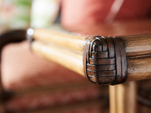 Lexington Tommy Bahama Home Angler Accent Table - Luxurious Rattan Craftsmanship With Crushed Bamboo Top For Elegant Living Spaces Bermuda Sands  558-952