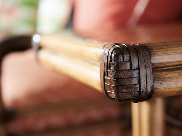 Lexington Tommy Bahama Home Angler Accent Table - Luxurious Rattan Craftsmanship With Crushed Bamboo Top For Elegant Living Spaces Bermuda Sands  558-952