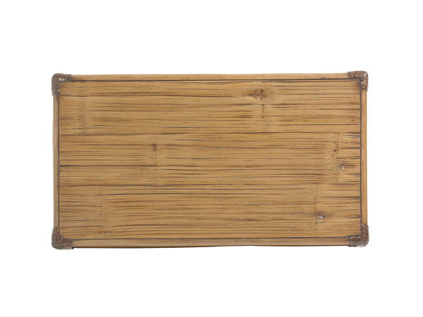 Lexington Tommy Bahama Home Angler Accent Table - Luxurious Rattan Craftsmanship With Crushed Bamboo Top For Elegant Living Spaces Bermuda Sands  558-952