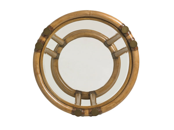 Lexington Tommy Bahama Home Turtle Beach End Table: Elevate Your Space With Luxurious Rattan, Glass Top, And Antique Brass Accents Bermuda Sands  558-953