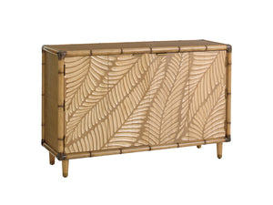 Lexington Tommy Bahama Home St. Croix Hall Chest - Elevate Your Space With Bamboo Carvings, Adjustable Shelves, And Timeless Elegance Bermuda Sands  558-973