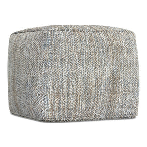 English Elm Nate Handwoven Cotton Square Pouf Artisan Footrest for Bohemian Living Rooms Gray B136P427595