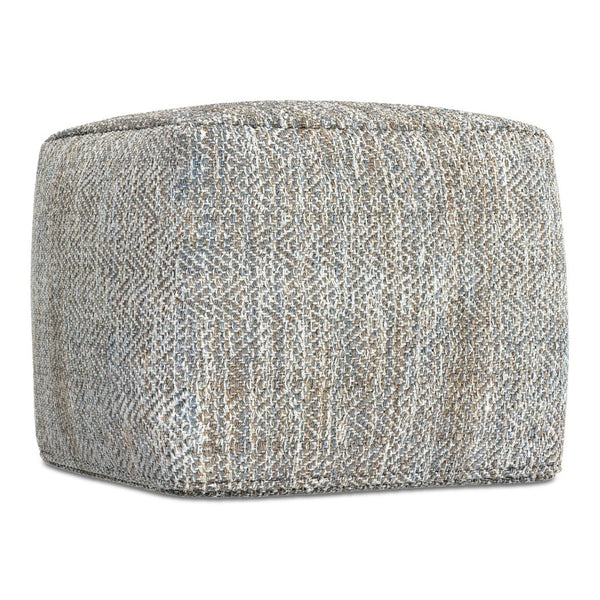 English Elm Nate Handwoven Cotton Square Pouf Artisan Footrest for Bohemian Living Rooms Gray B136P427595