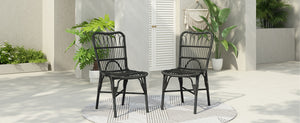 English Elm Christopher Knight Home® - Outdoor Hand-Woven PE Rattan Patio Dining Chairs Set of 2 with Iron Frame 400lb Capacity, No Assembly Required Black+Gery N762P236148G