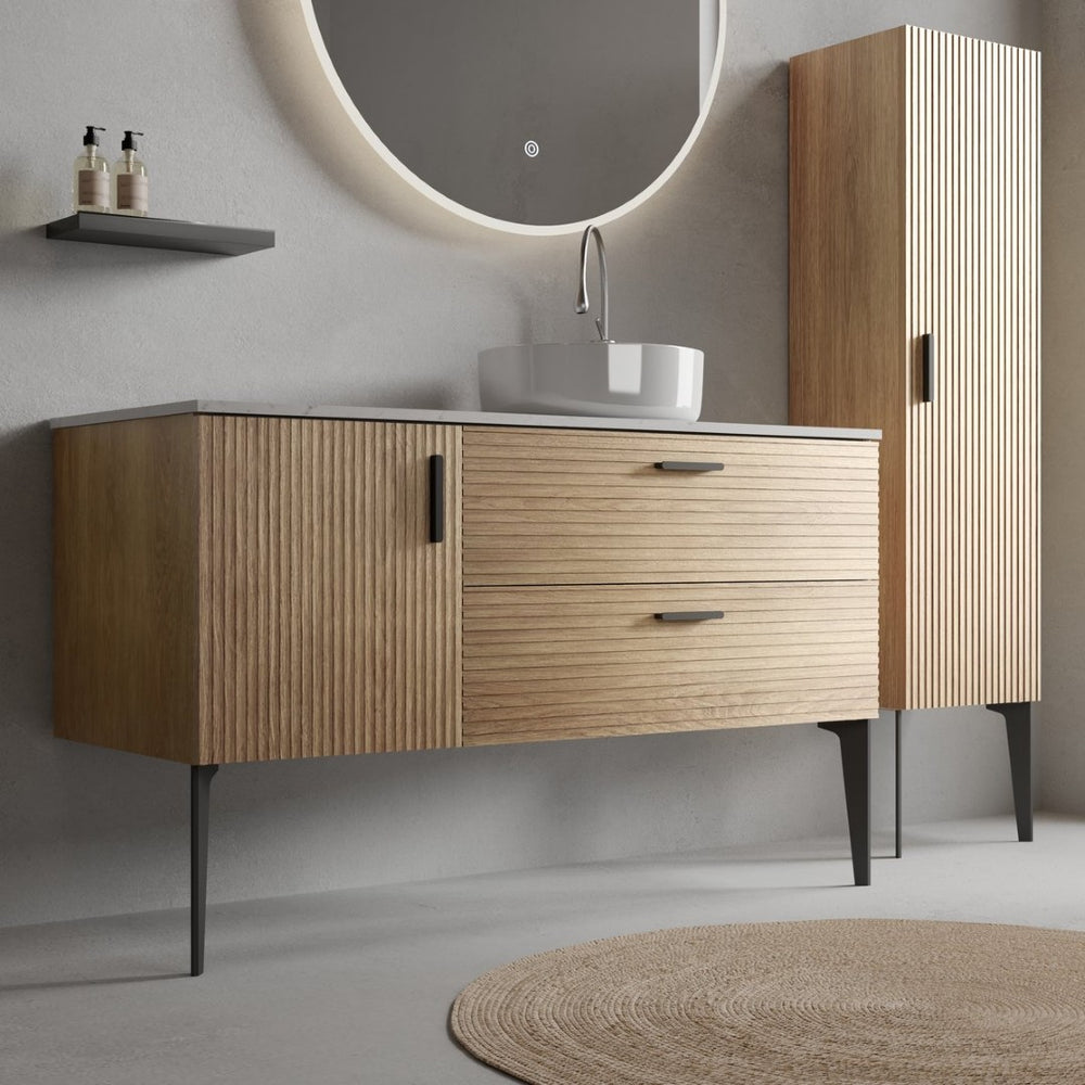 English Elm Grace Floating Walnut Vanity with Solid Surface Sink and Soft Close Storage Drawers W1865S00205