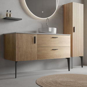 English Elm Grace Floating Walnut Vanity with Solid Surface Sink and Soft Close Storage Drawers W1865S00205