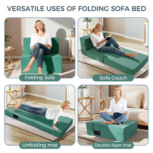 English Elm Folding Floor Sofa Bed with Five Section High Density Foam for Dorms and Small Spaces T5880P498064