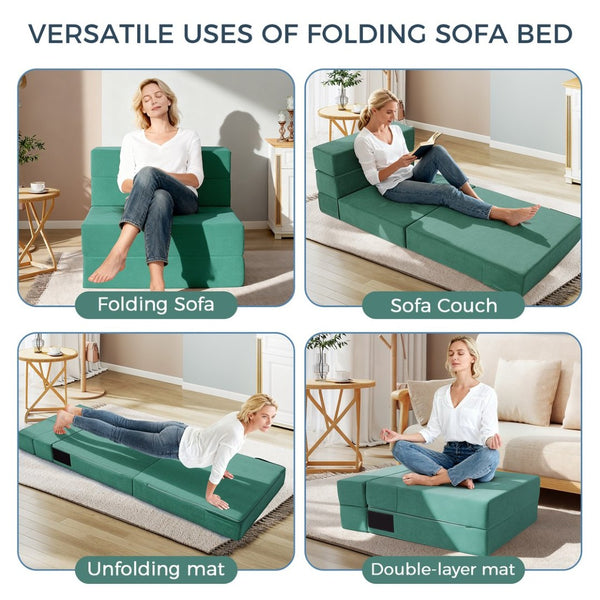 English Elm Folding Floor Sofa Bed with Five Section High Density Foam for Dorms and Small Spaces T5880P498064