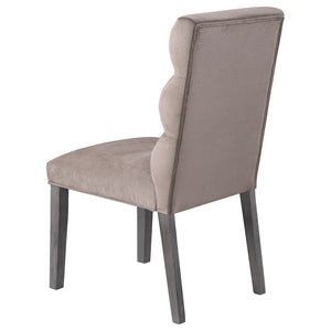 English Elm Highmore Stone Velvet Upholstered Dining Side Chair with Tufted Foam Back and Cool Gray Legs - Set of 2 taupe B062P299896