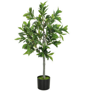 English Elm Potted Laurel Artificial Tree with 345 Peva Leaves Lifelike Indoor Greenery Decor T3971P390444