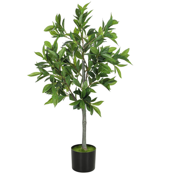 English Elm Potted Laurel Artificial Tree with 345 Peva Leaves Lifelike Indoor Greenery Decor T3971P390444