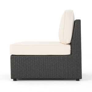 English Elm Santa Cruz Outdoor Wicker Sectional Armless Chair Set with Plush Weather Resistant Cushions Grey+White 52976.00IRNGRY
