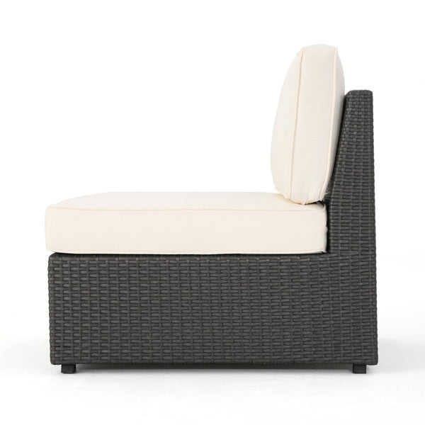 English Elm Santa Cruz Outdoor Wicker Sectional Armless Chair Set with Plush Weather Resistant Cushions Grey+White 52976.00IRNGRY