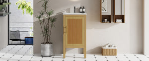 English Elm 18" Pine and Mdf Bathroom Vanity with Ceramic Basin Soft Close Hinged Cabinet N710P426321P
