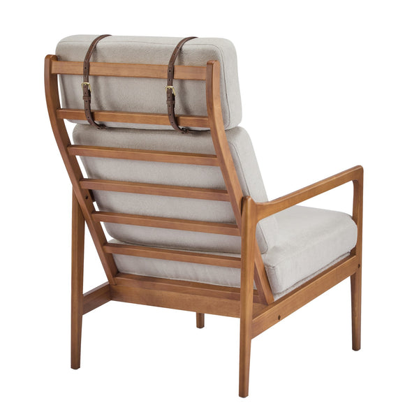 English Elm Christopher Knight Home® - Mid Century Modern Accent Armchair - Ergonomic High Back, Light Gray Cushions, Walnut Frame For Cozy Spaces N767P298391G