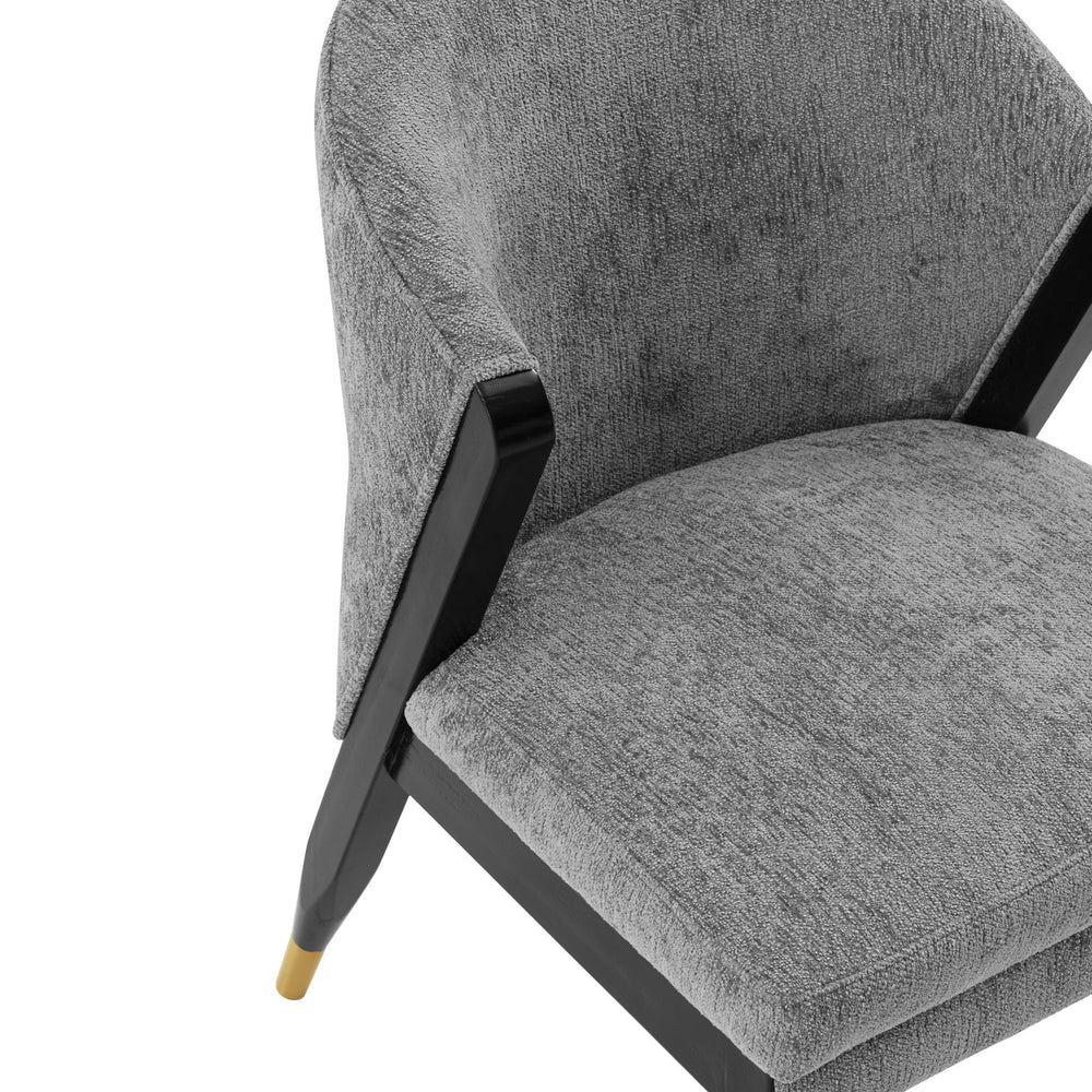 English Elm Ola Wood Chenille Dining Chair with Elm Frame and Brushed Gold Tips, Luxurious Foam Seat, 330lb Capacity Grey B365P397689