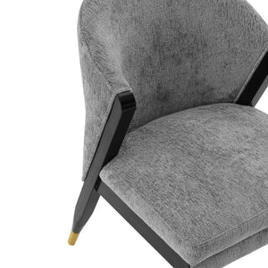 English Elm Ola Wood Chenille Dining Chair with Elm Frame and Brushed Gold Tips, Luxurious Foam Seat, 330lb Capacity Grey B365P397689