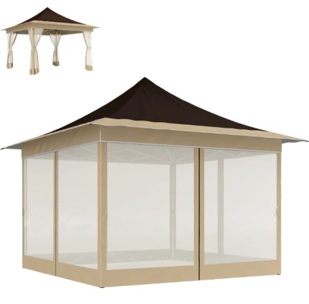 English Elm Adjustable Pop up Gazebo with Mesh Walls Oxford Fabric Canopy for Patio Garden T3971P426996