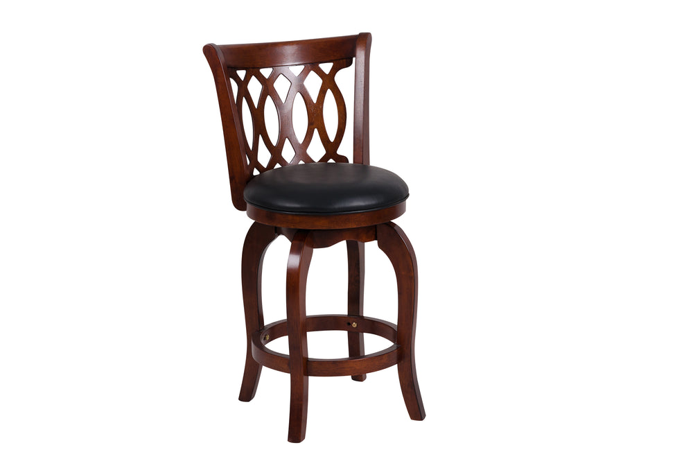 English Elm Comfortable Swivel Counter Height Chair - Dark Cherry Faux Leather, Solid Wood Frame For Stylish Seating B011P238918