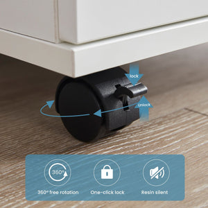 English Elm 3-Drawer Mobile Filing Cabinet with Lockable Casters, Durable Waterproof Wood Grain Organizer for Office White T3623P380737