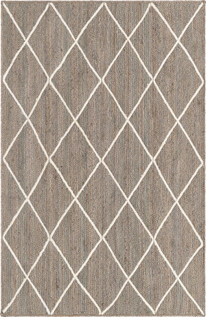 Unique Loom Braided Jute Trellis Hand Braided Solid Rug Gray, Ivory 5' 1" x 8' 0"