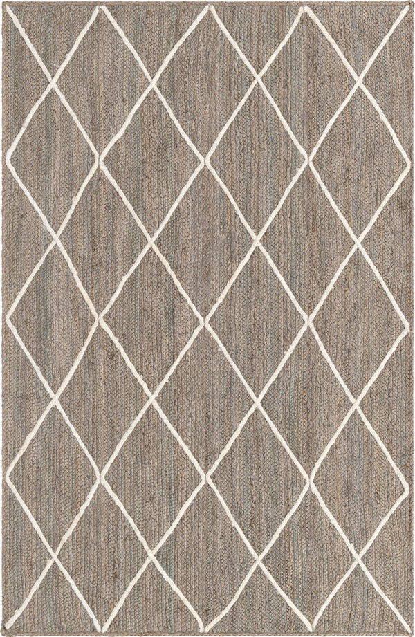 Unique Loom Braided Jute Trellis Hand Braided Solid Rug Gray, Ivory 5' 1" x 8' 0"
