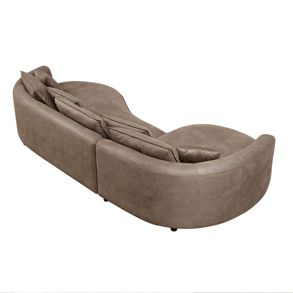 English Elm 128.74 Inch Modern Curved Sectional Sofa - 5-Seat Leathaire Couch For Stylish Living Rooms & Offices W2582S00140