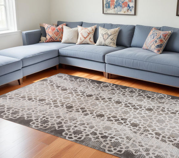 Homeroots 7' X 10' Brown And Beige Abstract Distressed Area Rug  Polyester 559002