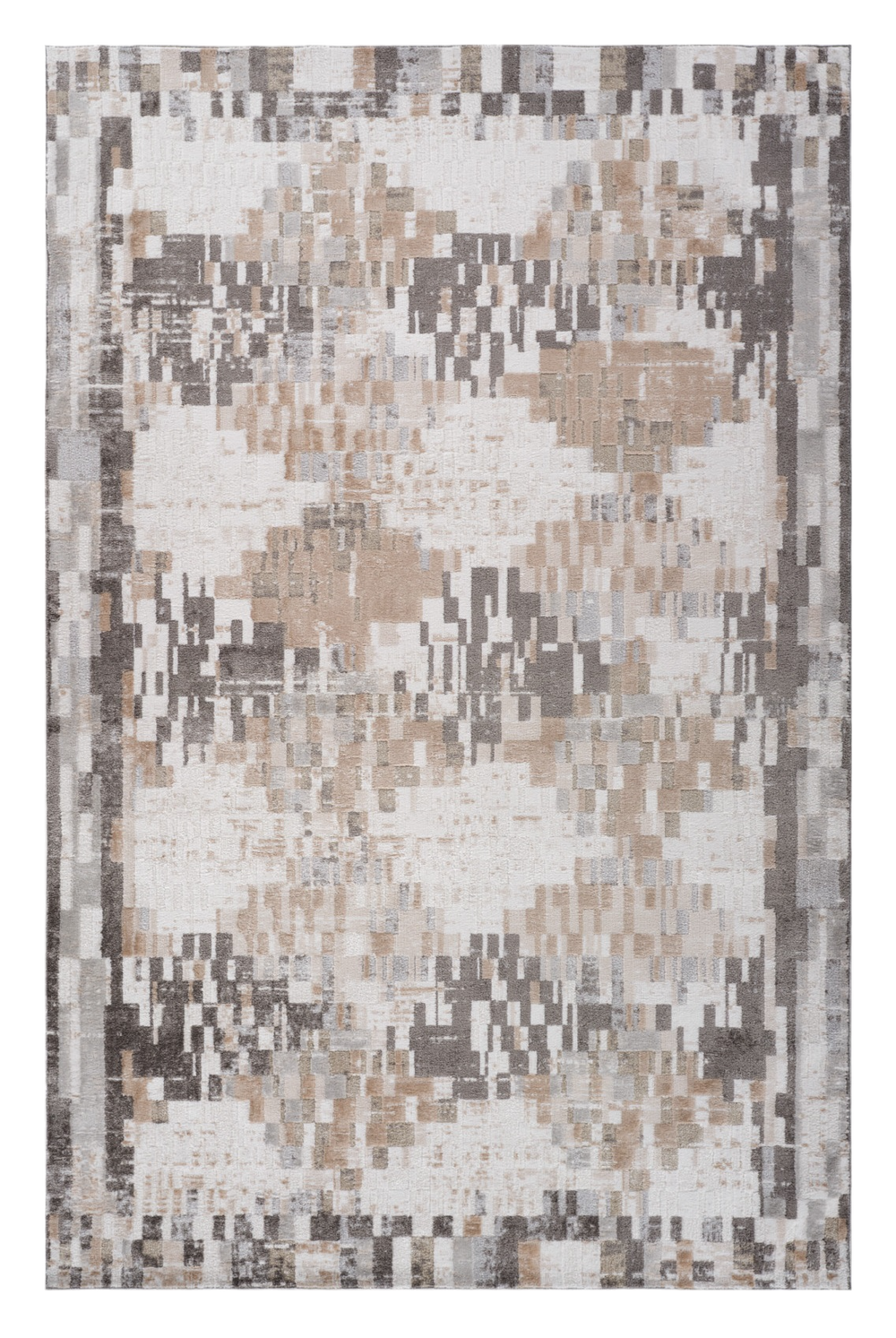 Homeroots 5' X 8' Cream And Brown Abstract Distressed Area Rug  Polyester 559005