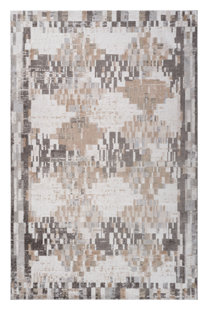 Homeroots 5' X 8' Cream And Brown Abstract Distressed Area Rug  Polyester 559005