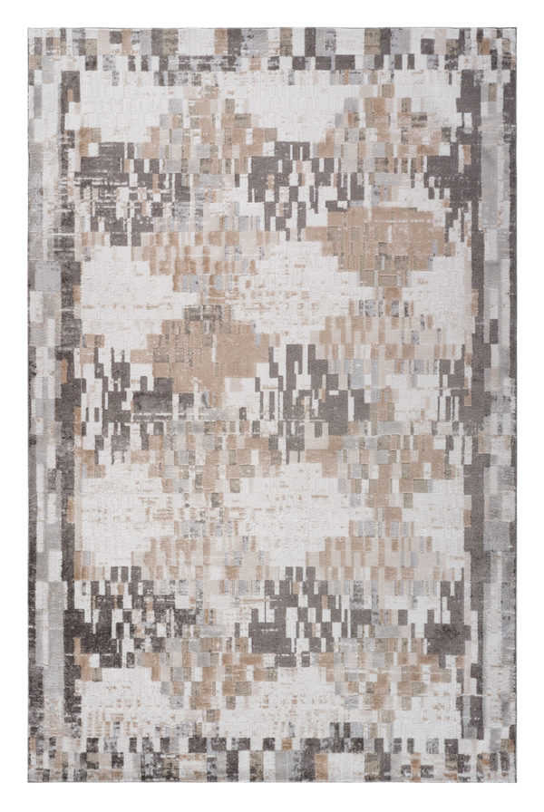 Homeroots 5' X 8' Cream And Brown Abstract Distressed Area Rug  Polyester 559005