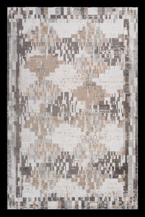 Homeroots 5' X 8' Cream And Brown Abstract Distressed Area Rug  Polyester 559005