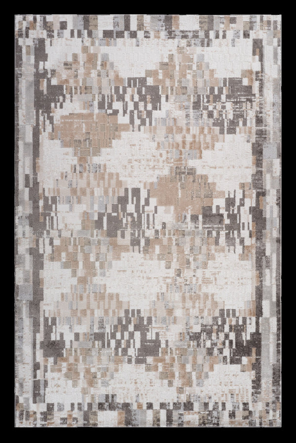 Homeroots 5' X 8' Cream And Brown Abstract Distressed Area Rug  Polyester 559005