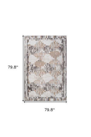 Homeroots 7' X 10' Cream And Brown Abstract Distressed Area Rug  Polyester 559006